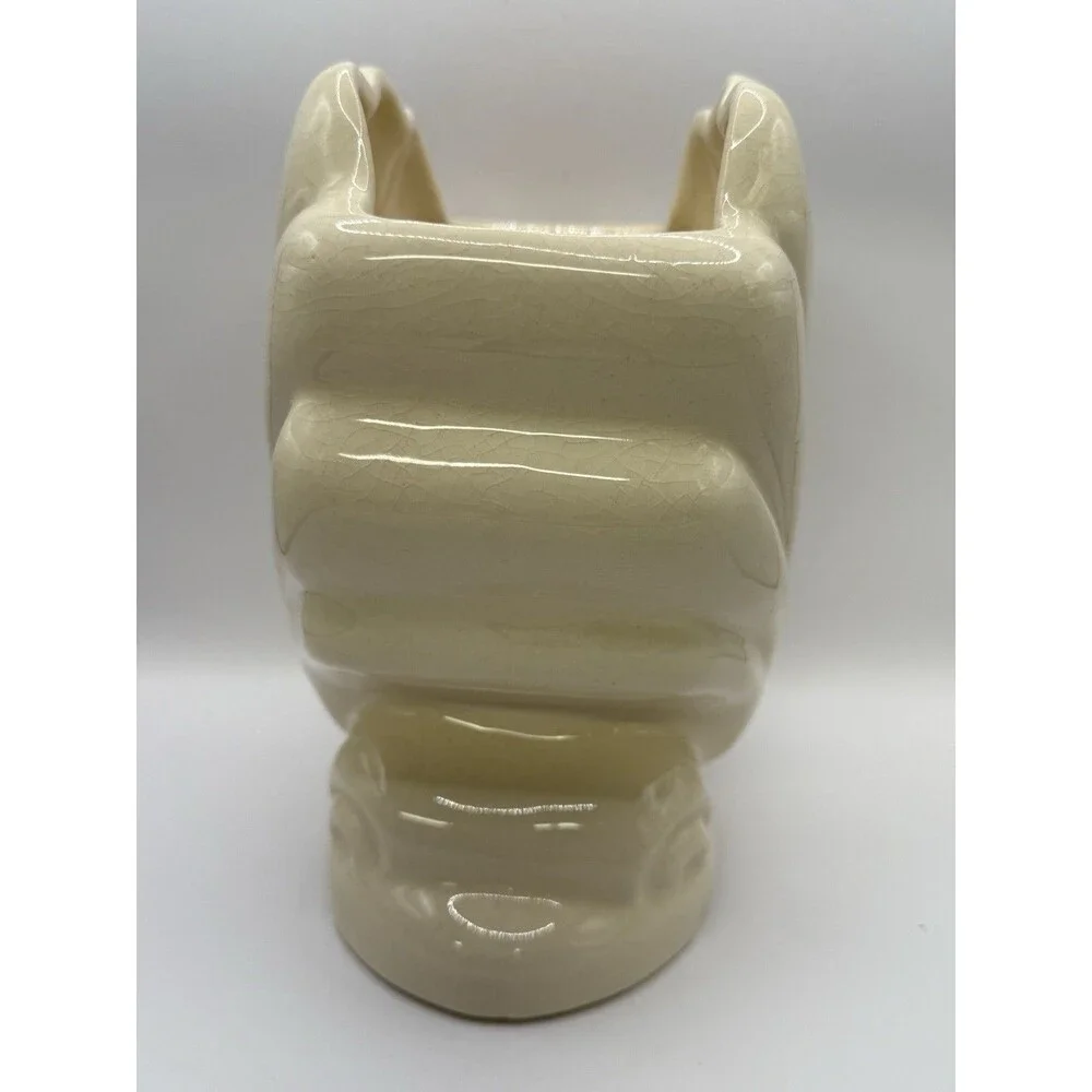 Footed Ceramic Cream Clam Shell Planter Vase Antique? American Bisque? - Picture 4 of 8
